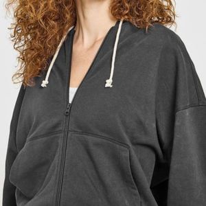 Sudadera con capucha cálida para mujer con cremallera frontal, forro polar informal, ajuste holgado, manga larga, estilo oversize para exteriores y uso diario - Product Image 3