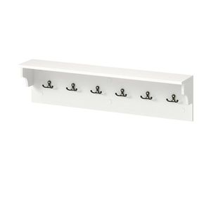 "Wall-Mounted Coat Rack with 6 <b>Hooks</b> & 110LBS Capacity 31.5"x5.5"x8" White <b>Shelf</b> for Home Organization" - Product Image 4