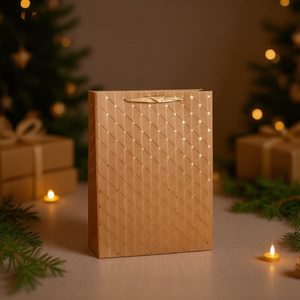 Sacchetto Regalo ILAN L 42x30x12cm in Carta Kraft con Stelle Dorate per Regali - Product Image 2