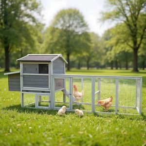 Gallinero Grande para Exteriores con Nido, Jaula de Madera Gris para Gallinas con Casa Principal, Conejera Impermeable, Jaula Premium para Animales - Product Image 3