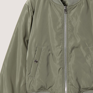Chaqueta Bomber Corta Reversible Impermeable con Relleno de Algodón Acolchado, Unisex, Estilo Urbano, Cierre Frontal con Cremallera, Color Verde Oliva Caqui - Product Image 2