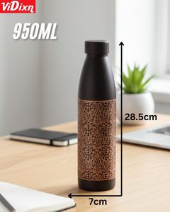 Bouteille isotherme vintage en acier inoxydable à double paroi avec motif cuivre, idéale pour la randonnée en extérieur - Product Image 6