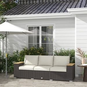 Set Divano da Esterno a Tre Posti in Rattan PE Impermeabile con Telaio in Alluminio Lavabile per Giardino, Patio o Appartamento - Product Image 2