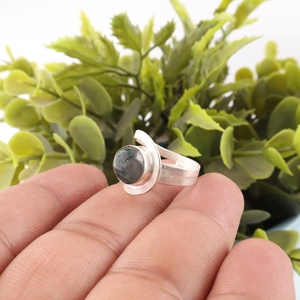 Bague artisanale en agate verte mousse, sertie dans un cadre en argent sterling 925 plaqué, pour femmes et filles. - Product Image 2