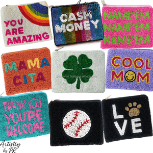 Mini Fashion Coin Pouch Handmade Beaded Seed <b>Beads</b> Embroidered Zipper Chain Strap Custom Text Animal Pattern Promotional Gift - Product Image 2