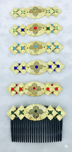 Peigne à cheveux vintage plaqué or, fait main, écologique, étanche, élégant, en alliage, avec pampille, motifs animaux, mini paillettes - Product Image 3