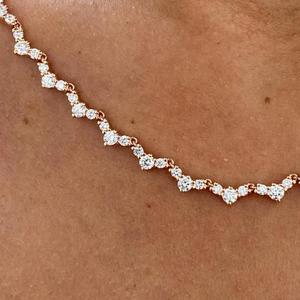 Collar de tenis de diamantes redondos cultivados en laboratorio, cadena de oro con diamantes, collar de tenis brillante redondo, joyería nupcial de lujo para aniversario - Product Image 2