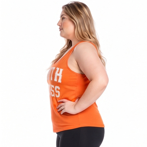 Camiseta sin mangas de fitness para mujer, talla grande, transpirable, con bordado desgastado, top tipo singlet, chaleco de gimnasio de poliéster y algodón para mujer - Product Image 3