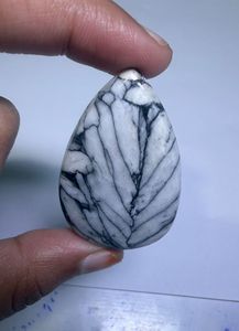 Cabochon de Jaspe Pinolithe Naturel, Pierre Précieuse en Cristal pour Création de Bijoux, Fourniture de Pierres de Guérison, Blanc et Noir - Product Image 1