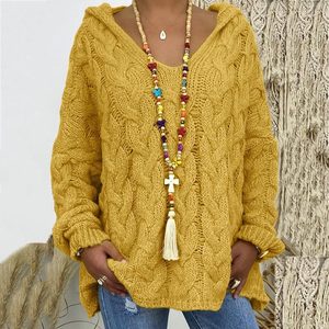 Jocoo Jolee pulls tricotés torsadés d'automne pour femmes pulls à capuche solides décontractés en Ginger S Style européen Streetwear" - Product Image 1