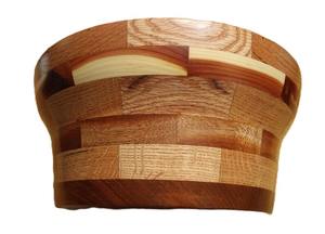 Bol en bois segmenté tourné à la main, vintage, en cèdre, chêne, noyer, acajou, pour service, vaisselle rustique de cuisine, en gros pour l'exportation - Product Image 2