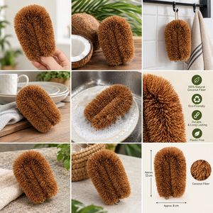Brosse de nettoyage manuelle en fibres de coco naturelles, robuste, jetable, écologique, durable, anti-rayures, pour la cuisine - Product Image 4
