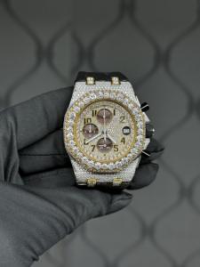 Luxury Moissanite <b>Iced</b> <b>Out</b> Chronograph <b>Watch</b> Gold Silver Tone Fully Paved Dial Bling Statement Hip Hop Timepiece - Product Image 5