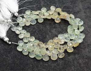 Perles de pierre précieuse naturelle multi-prehnite facettées en forme de cœur, 7-8 mm, prehnite ombrée, perles briolette prehnite pour la création de bijoux, 8 pouces - Product Image 6