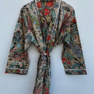 Túnicas Largas de Algodón con Estampado Floral para Mujer, Venta al por Mayor, Kimonos de Seda de Alta Calidad, Ropa de Dormir, Ropa de Baño - Product Image 5