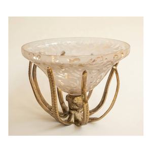 ชามแก้วลายแตกสีทองขัดเงา รูปทรงปลาหมึกยักษ์ แก้วแกะสลักลายปลาหมึกยักษ์อย่างประณีต ชามแก้วสำหรับเสิร์ฟอาหาร ของตกแต่งหรูหรา - Product Image 2