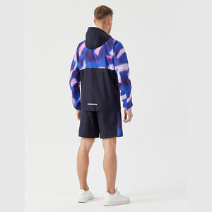 Ensemble de survêtement léger personnalisé pour homme, veste de sport et short, coupe-vent d'extérieur, 2 pièces, collection automne, vente en gros - Product Image 4