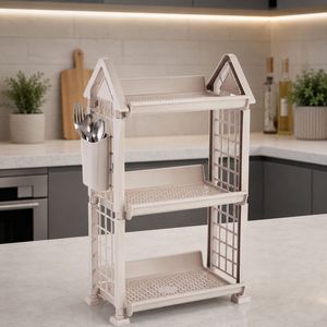 Estante de Almacenamiento de Plástico Duradero de Tres Niveles, Organizador Apilable, Diseño Moderno Multifuncional Minimalista para Cocina, Grande - Product Image 3