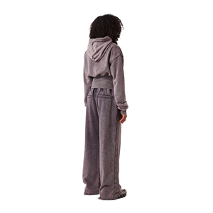 Nouveau design OEM personnalisé Survêtement femme délavé à l'acide marron mauve, sweat à capuche court style corset, qualité supérieure, fabricant grossiste - Product Image 2