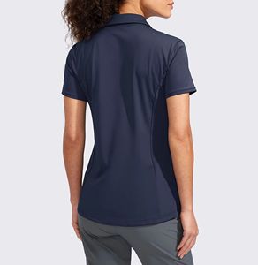 Polo de Manga Corta Azul Marino para Mujer, de Secado Rápido, Tejido de Punto, Color Sólido, Corte Casual, para Golf y Deportes al Aire Libre - Product Image 6
