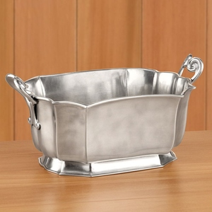 Antique Pewter Finish Fluted Aluminum Wine Beverage Tub With Ornate Handles Elegant Scalloped <b>Ice</b> Bucket Wholesale For Drinks - Product Image 6