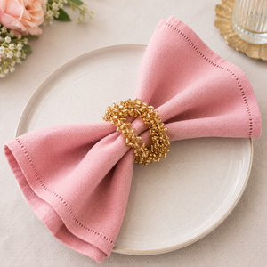 Antique Gold Plated Napkin <b>Rings</b> | Beaded Napkin Holder Luxury Wedding Table Decor | Dining Table Napkin <b>Rings</b> Party Decor - Product Image 1