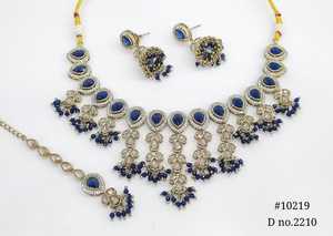 Bijoux Mehendi sert 10219, collier Polki Kundan, bijoux aspect émeraude, bijoux de mariée pakistanais pour mariage, fête, femmes. - Product Image 4