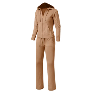 Conjunto deportivo con capucha para mujer, sudadera con cremallera y pantalones largos, conjunto informal de 2 piezas - Product Image 3