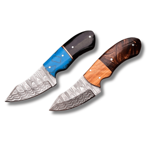 Cuchillo de Caza y Camping de Acero de Damasco, Hoja Fija Personalizada, Mango de Madera, Multifuncional para Exteriores, Funda de Cuero, Venta al por Mayor - Product Image 1