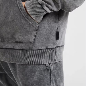 Conjunto Deportivo Informal con Capucha y Cordón Ajustable para Hombre, Ligero, de Forro Polar, para Invierno, 100% Algodón, con Lavado Ácido en las Mangas, Personalizado por el Fabricante - Product Image 5