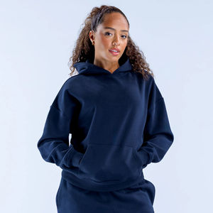 Oversized Winter 3D Embroidery Latest <b>Navy</b> <b>Women's</b> Drop Shoulder Relaxed Fit Revive <b>Hoodie</b> Anti-Wrinkle Breathable 100% Cotton - Product Image 4