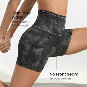 Gym Style Women High Waisted Yoga Shorts Custom Moisture Wicking Quick Dry Breathable Spandex/Cotton Stretch Shorts <b>Pattern</b> for - Product Image 5