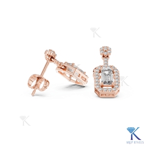 ต่างหูเพชรแล็บโกรว์ทรงเอ็มเมอรัลด์แบบแปดเหลี่ยมประดับด้วยโอลา 18K ทองคำแท้ เครื่องประดับผู้หญิงสุดหรูทันสมัย ของขวัญวันครบรอบแต่งงาน - Product Image 5