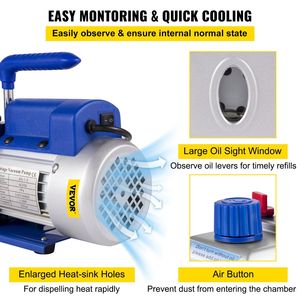 ปั๊มสุญญากาศ3HP 2แกลลอนห้องสุญญากาศพร้อม4CFM 1/ระยะเดียวอุปกรณ์ดูแลรถยนต์ - Product Image 5