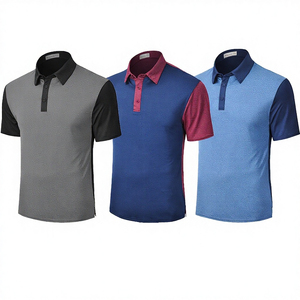 Chemise de golf unie pour homme à manches courtes, tricotée, respirante, décontractée, anti-rétrécissement, en polyester/coton, col contrastant - Product Image 6