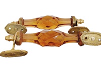 Poignée de tiroir en verre taillé victorien en laiton vintage pour armoires de cuisine ou de chambre à coucher et portes, poignées de bouton en verre taillé
