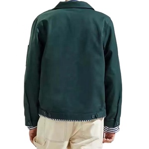 Chaqueta de trabajo de algodón resistente con cremallera frontal metálica y bolsillos de mano con cuello vuelto personalizado para hombre - Product Image 5