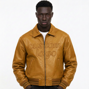 Veste universitaire en cuir personnalisée pour homme, blouson en cuir avec logo brodé, manches en mélange de laine et poignets côtelés - Product Image 5