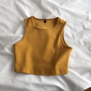 Débardeur court moulant à taille haute pour femme, sans manches, élastique, personnalisable - Product Image 6
