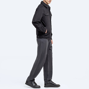 Quality Formal Embroidered Windproof Oversized Drop Shoulder Genuine Leather Stand Collar <b>Filled</b> Denim <b>Jacket</b> <b>Men</b> Distressed - Product Image 2
