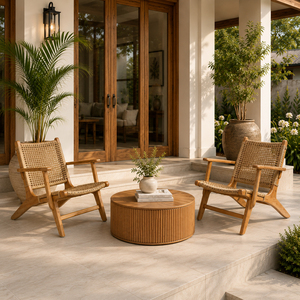 Fauteuil lounge rétro en teck massif au design vintage élégant, idéal pour hôtels, complexes hôteliers, patios et utilisations extérieures. - Product Image 5