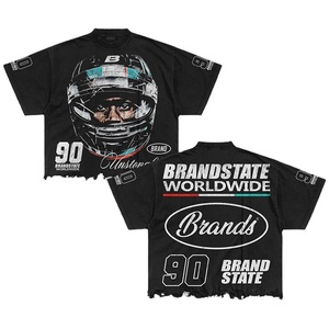 Camiseta de Algodón 100% Personalizada al por Mayor, Estilo Oversize Unisex, Estampado Serigrafiado, Hombros Caídos, Dobladillo Irregular en la Parte Delantera - Product Image 3