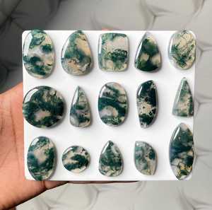 Wholesale Green Natural Moss Agate Oval Cut Mixed Shapes Matched Pair Cabochon Loose Gemstone Color Play Third Jewellery Making - Product Image 3