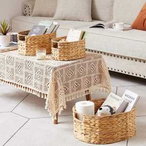 Panier en jacinthe d'eau tressé à la main de haute qualité, meilleur prix, pour cuisine, armoire, rangement d'outils, décoratif vintage, organisation durable - Product Image 2