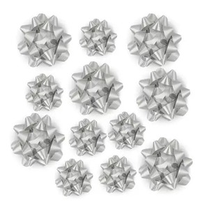 Custom Eco-Friendly Polyester Silver Butterfly Bow Gift <b>Ribbons</b> Metallic Woven Decorative Bows for Christmas - Product Image 6