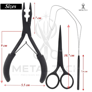 Black Color With Premium Storage Pouch Wholesale Rate All-in-One Hair Extension <b>Tool</b> Kits Beauty For Professional Application - Product Image 3