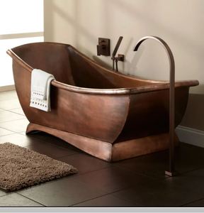 Bañera Ovalada Independiente de Cobre Martillado con Acabado Antiguo para Adultos, para Baño en Casa - Product Image 4