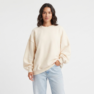 Sweat-shirt en molleton pour femme, manches longues, coupe ample, 100% coton, poids lourd 420 GSM, pull oversize, vêtements d'hiver, sweat-shirt pour femme - Product Image 1