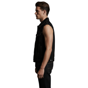 Chaleco Vaquero sin Mangas para Hombre, Chaqueta Casual de Algodón con Botones Delanteros y Diseño de Bolsillos - Product Image 3