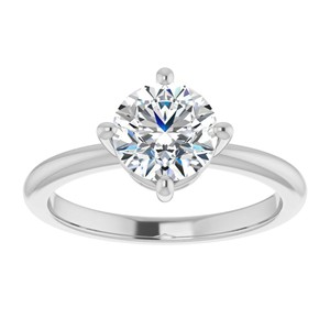 Anillo de Compromiso Solitario con Moissanita VVS1 de Corte Brillante Redondo, Clásico con Engaste de 4 Puntas, Oro Blanco Sólido de 10K, Anillo de Promesa - Product Image 1